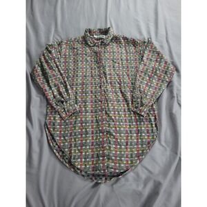 Vintage Michel Button Down Shirt Small Weave Pattern RN51295